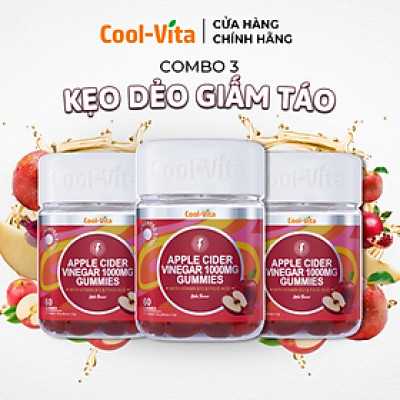 Combo 3 Hộp Kẹo Dẻo Giấm Táo Vitamin B12 Hỗ Trợ Tiêu Hóa, Tăng Cường Miễn Dịch Coolvita (60 viên x 3g)/hộp