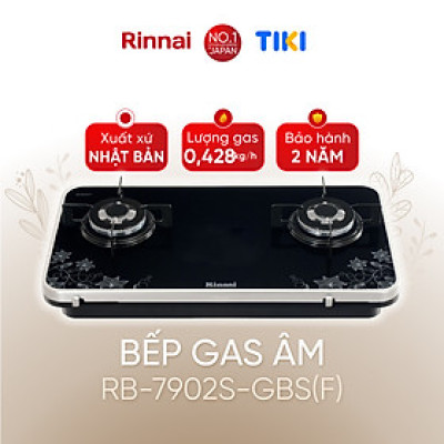 Bếp gas âm Rinnai RB-7902S-GBS(F) mặt bếp kính Schott và kiềng bếp men - Hàng chính hãng.