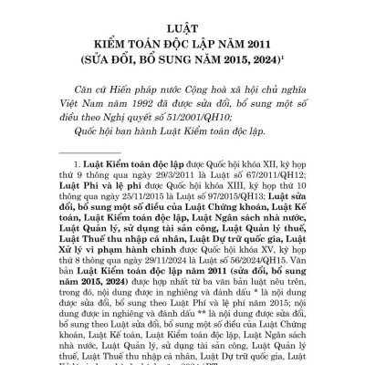 Luật Kiểm toán độc lập năm 2011 (sửa đổi, bổ sung năm 2015, 2024)