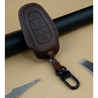 Bao da ép phom Handmade chìa khóa xe ô tô Hyundai TUCSON SANTAFE 6 nút bấm da bò thât giá tận xưởng (có bán sỉ) - hàng chính hãng