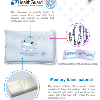GỐI CAO SU CHỐNG NGẠT THOÁNG KHÍ CHO BÉ TỪ 3M+ KUKU KU2026 - SIZE 30x44x4CM ( KÈM 1 BAO GỐI THÊM , HỌA TIẾT TÙY ĐỢT )
