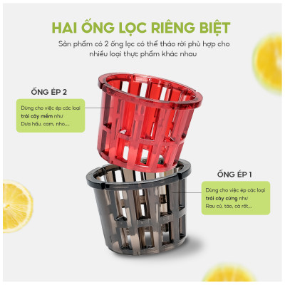 Máy ép chậm đa năng Lebenlang LBL1414, 300W, nhỏ gọn tiện lợi, ép kiệt bã đến 99%, giữ trọn dinh dưỡng, bảo hành 2 năm - hàng chính hãng