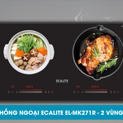 Bếp điện 2 vùng nấu Ecalite EL-MK271R - Kính Ceramic bền - Có Inverter tiết kiệm điện - Hàng chính hãng