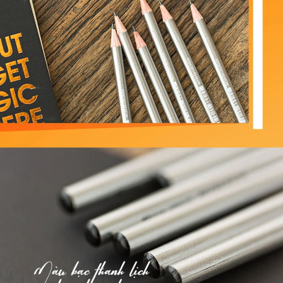 Bút chì gỗ STABILO Schwan 417 2B thân tròn màu bạc (PC417S-2B)