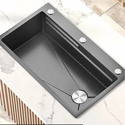 Chậu rửa bát inox304 chống xước 7546 nano đen dày 3li, khay inox, rổ lỗ inox, bộ xiphong, bình rửa bát, rửa ly cốc