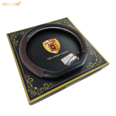 Bọc vô lăng cao cấp Macsim mã 8771Dcut màu coffee + cacbon