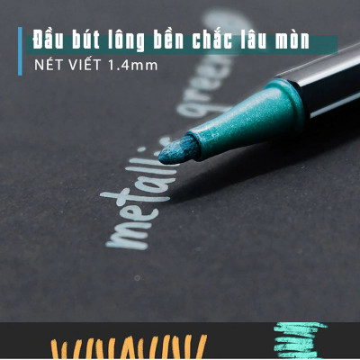 Hộp bút lông nhũ STABILO Pen 68 metallic (PNM68) - Nhũ xanh lá (836)