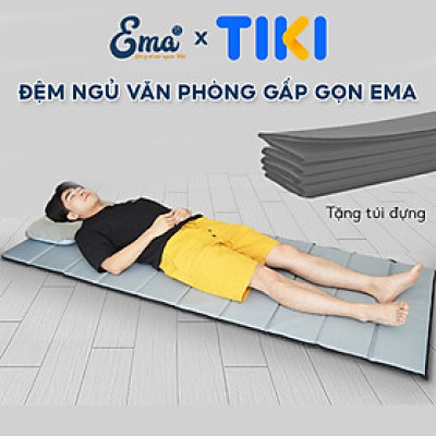 Đệm ngủ trưa văn phòng gấp gọn EMA loại cao cấp dày 1cm - tặng kèm túi đựng