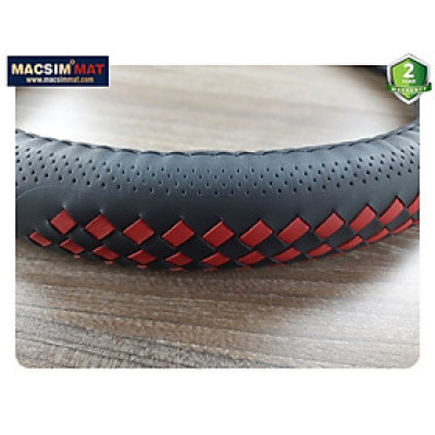 Bọc vô lăng cao Macsim mã 8996 màu đỏ-đen chất liệu da thật 100%, khâu tay thủ công