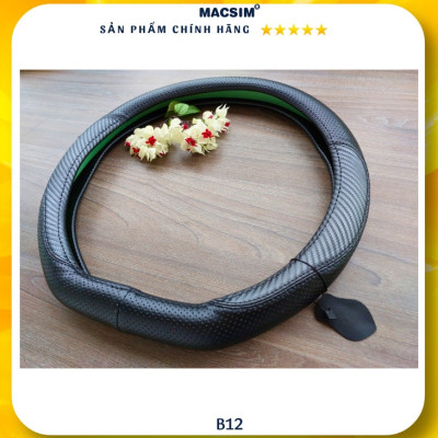 Bọc vô lăng cao cấp Macsim mã Dcut B12 màu đen chỉ đen