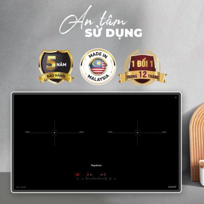 Bếp đôi điện từ Nagakawa UltraSlim NK2C29MB - Hàng Chính Hãng