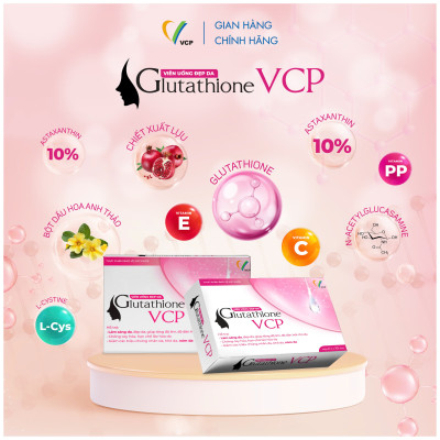 TPBVSK Viên uống đẹp da Glutathione VCP - Hỗ trợ làm sáng da, giảm các triệu chứng nhăn da, khô da, nám da - Hộp 20 viên
