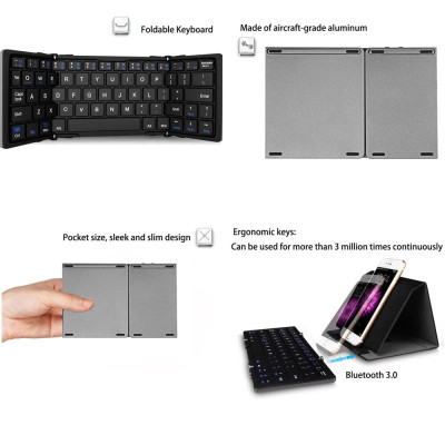 Bàn Phím Không Dây Mini Gấp Gọn Bluetooth Tích Hợp Touchpad B033 - Hàng Nhập Khẩu