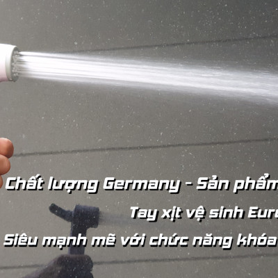 ) Bộ xịt vệ sinh cao cấp, chất lượng Germany. Tăng áp cao, chất liệu nhựa ABS trắng Eurolife EL-X10
