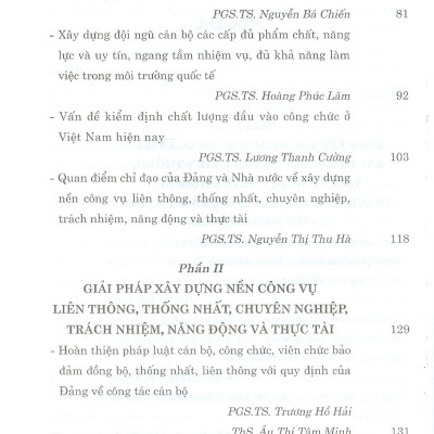 Xây Dựng Nền Công Vụ Liên Thông, Thống Nhất, Chuyên Nghiệp, Trách Nhiệm, Năng Động Và Thực Tài