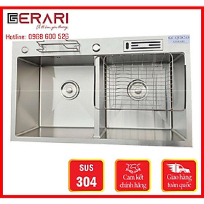 {CHÍNH HÃNG} Chậu rửa 2 hố cân phụ kiện đi kèm chât liệu Inox 304 cao cấp mã GC.QD8248 thương hiệu GERARI