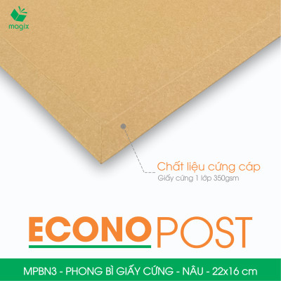 MPBN3 - 22x16 cm - Combo 100 phong bì giấy cứng đóng hàng màu nâu thay thế túi gói hàng