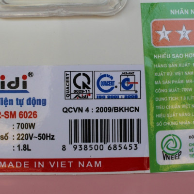 Nồi cơm điện ủ đa chiều Aidi MR-SM 6026 (1,8 lít) - Màu Ngẫu Nhiên - Hàng Chính Hãng