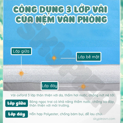 Đệm Gấp Văn Phòng - Tặng Kèm Gối Hơi - Chất Liệu Bông Ngọc Trai Dài 190x70 Cm, Dày 1 Cm - Đệmệm Gấp Ngủ Trưa Văn Phòng Siêu Nhỏ Gọn - Foldable Sleeping Office Mattress