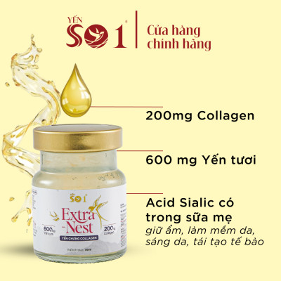 [6 Lọ Yến 70ml] Yến Số 1 Chưng Sẵn Collagen,Yến Thật, 600mg Yến Tươi, 200mg Collagen