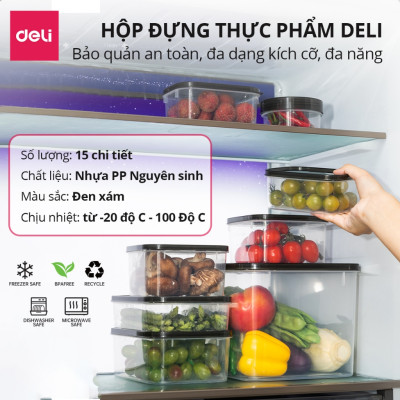 [COMBO 15 HỘP] Bộ hộp 15 chi tiết hộp đựng thực phẩm DELIxVUSIGN đủ size từ 150 - 8500ml dùng được cho lò vi sóng