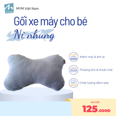 Gối Đi Xe Máy Cho Bé MYM Chất Vải Nhung Mềm Mại, Êm Ái