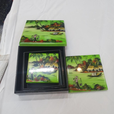 Bộ 3 hộp sơn mài cao cấp đa năng đựng đồ vật nhỏ văn phòng, trong nhà, làm quà tặng ý nghĩa