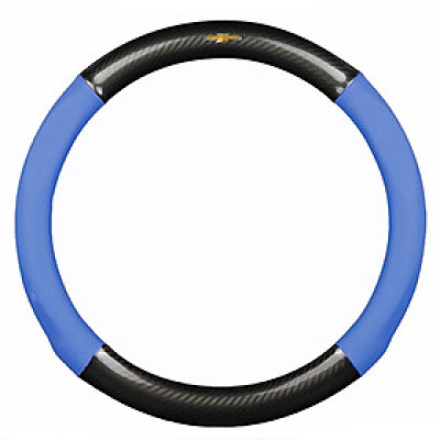 Bọc vô lăng TTAUTO cho xe ô tô có logo CHEVROLET chất liệu da vân carbon cao cấp (Đen Xanh)