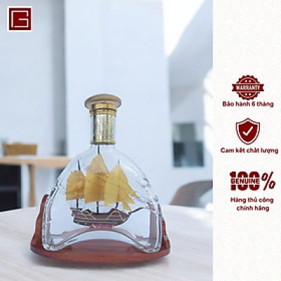Thuyền chai trang trí, thuyền chai rượu MATELL đứng phong thủy, thuyền gỗ trang trí, decor phòng họp, bàn làm việc