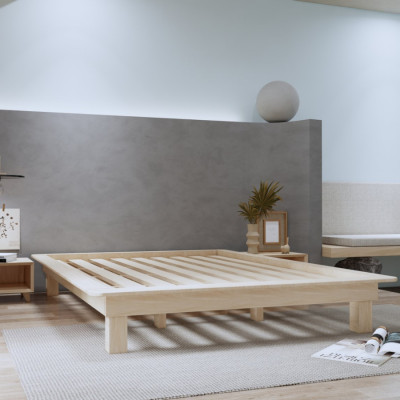 Giường ngủ gỗ CT13 Tundo màu vàng nâu 