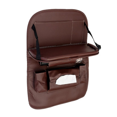 Túi da PU đựng đồ treo sau ghế ô tô, xe hơi, Túi để đồ trên xe treo lưng ghế đa năng tích hợp bàn ăn