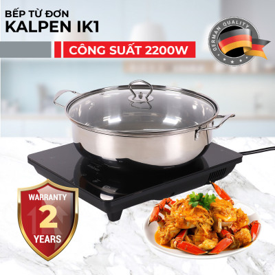 Bếp điện từ đơn Kalpen IK1 công suất 2200W tặng Nồi lẩu Inox 30cm, bảo hành 2 năm - Hàng chính hãng