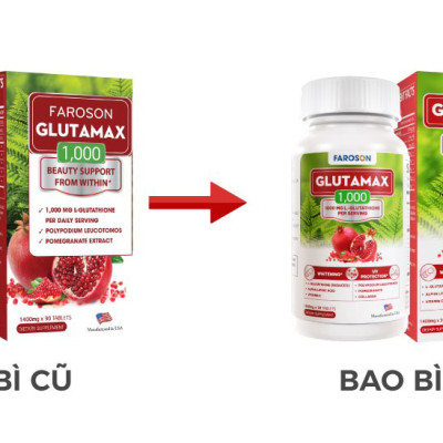Thực Phẩm Bảo Vệ Sức Khỏe Faroson Glutamax 1000 Beauty Support From Within Cải Thiện Nám Da 30 Viên