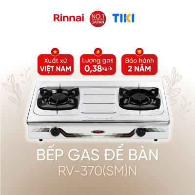 Bếp gas dương Rinnai RV-370(SM)N mặt bếp inox và kiềng bếp men - Hàng chính hãng.