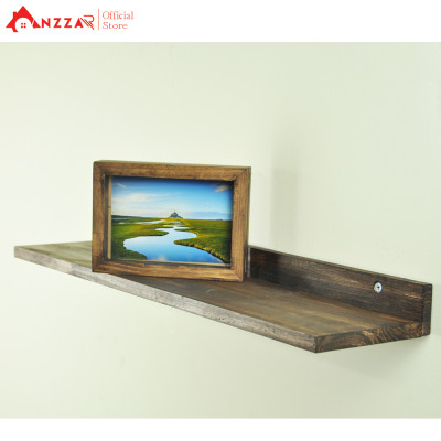 Kệ gỗ treo tường nhiều kích thước màu nâu rustic có G, kệ trang trí Anzzar, decor phòng khách, phòng ngủ