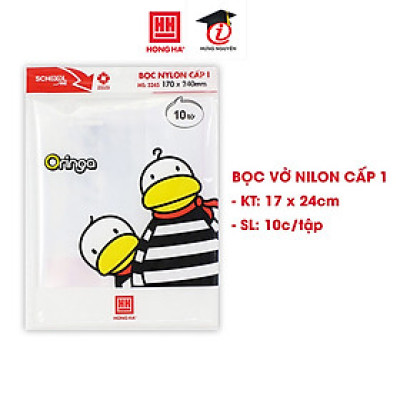 Bọc vở nilon cấp 1 Hồng Hà 170 x 240 mm - 3245  tập 10 chiếc