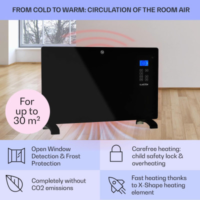 Máy sưởi đối lưu Klarstein Norderney 2000 W màu Đen hàng chính hãng