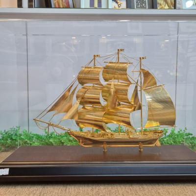 Mô hình thuyền buồm mạ vàng MT Gold Art(510 x 180x 340 mm) L53- Hàng chính hãng, quà tặng dành cho sếp, khách hàng, đối tác