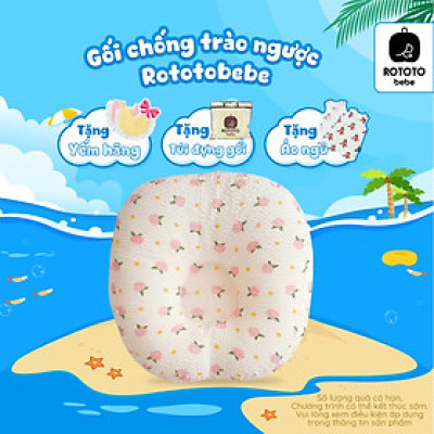 Gối chống trào ngược cho bé Rototo Bebe chất liệu đặc biệt Ripple gợn sóng - Ghi cá voi