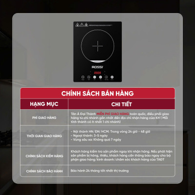 Bếp Từ Đơn Tân Á Đại Thành Rossi RS-1020CC01 Kèm Nồi - Hàng Chính Hãng Bảo Hành 24 Tháng