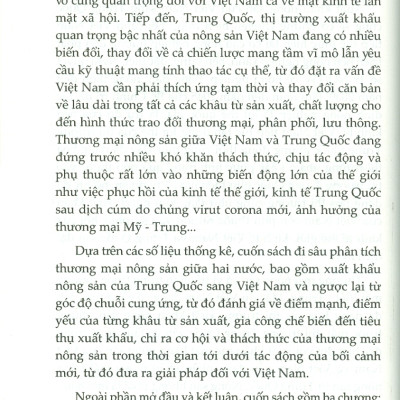 Thương Mại Nông Sản Giữa Việt Nam Và Trung Quốc Trong Bối Cảnh Mới (Sách chuyên khảo) - TS. Nguyễn Thị Phương Hoa (Chủ biên)
