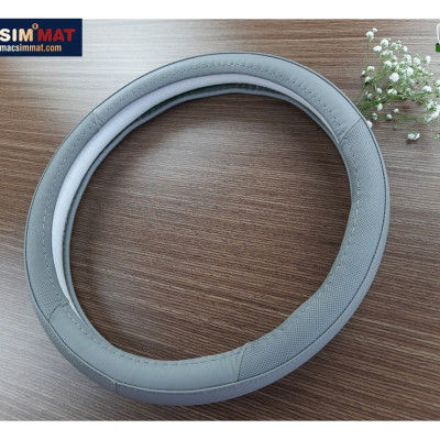 Bọc vô lăng cao cấp màu ghi chất liệu da thật 100%, khâu tay thủ công size M phù hợp các loại xe nhãn hiệu Macsim mã 8912