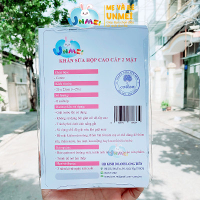 Hộp 8 Khăn Sữa UNMEI Cho Bé, Dòng Khăn Mặt 2 Lớp Cao Cấp Dùng Cho Bé Sơ Sinh Kích Thước 25x25cm