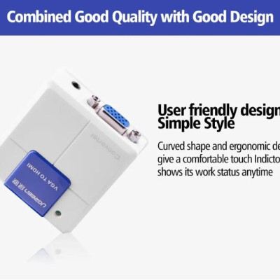 Ugreen UG4022440224TK Màu Trắng Bộ chuyển đổi VGA sang HDMI chuẩn 1.4 cao cấp - HÀNG CHÍNH HÃNG