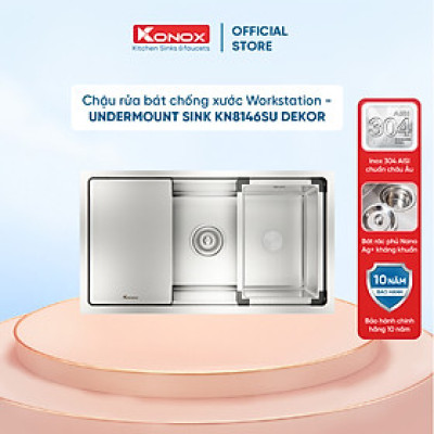 Chậu rửa bát chống xước Workstation Sink – Undermount Sink KN8146SU Dekor - Bảo hành chính hãng 10 năm