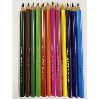 Hộp bút chì 12 màu thân to nhập khẩu Ý GIOTTO Elios Wood Free 221500