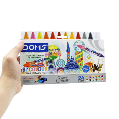 Hộp 12 Bút Sáp Màu 2 Đầu Bi-Colour Wax Crayons - DOMS 7495
