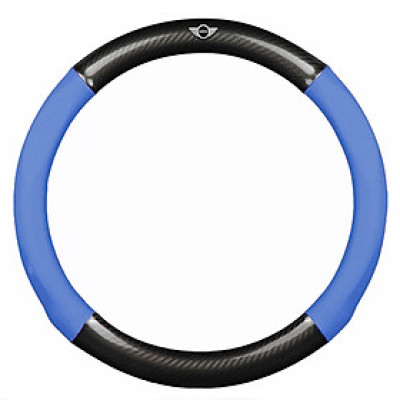 Bọc vô lăng TTAUTO cho xe ô tô chất liệu da vân carbon cao cấp có logo MINI COOPER (Đen Xanh)