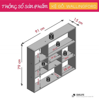 Kệ trang trí gỗ kiểu dáng nhỏ gọn SMLIFE Wallingford