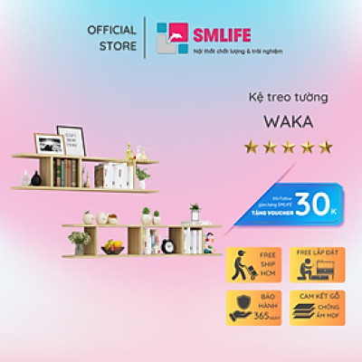 Kệ gỗ trang trí phòng khách gia đình SMLIFE Waka